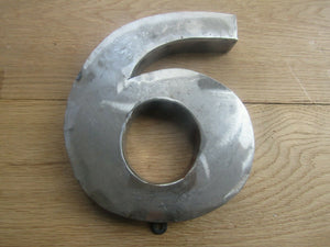 8inch Large Rustic Steel Number 6 Sign.