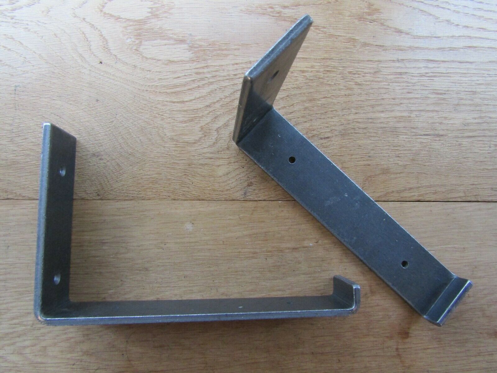 Pair of 9inch Lipped J Utility Shelf Bracket Antique Iron.