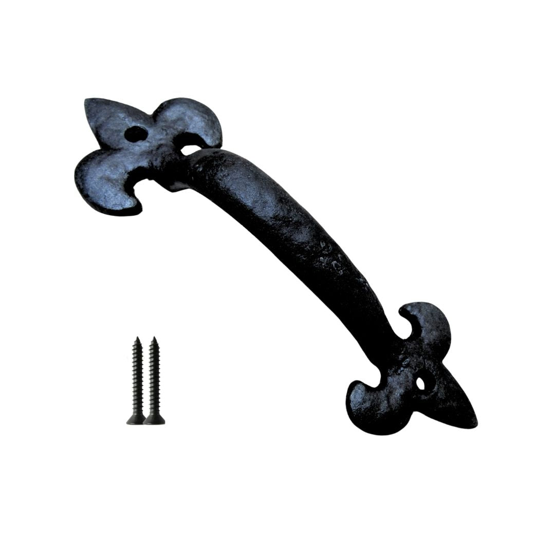 Chunky Fleur De Lys Pull Handle Black Antique.