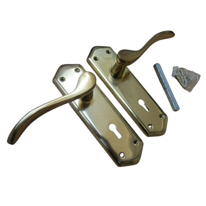 Lever Lock Door Handle Turin Polished brass.