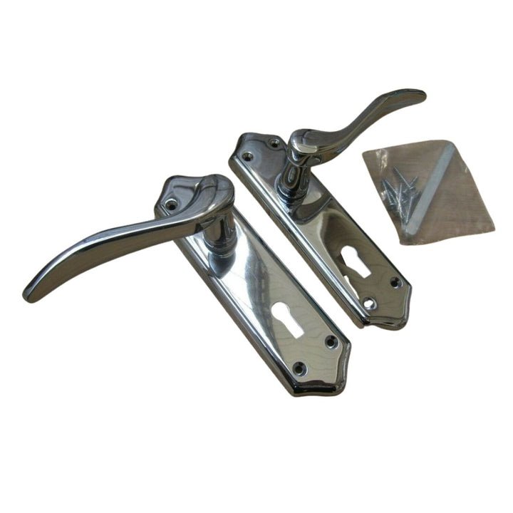 Lever Lock Door Handle Turin Polished Chrome.