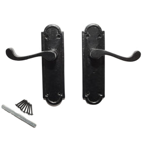 Pair Of Lever Latch Cambridge Handles Black Antique.