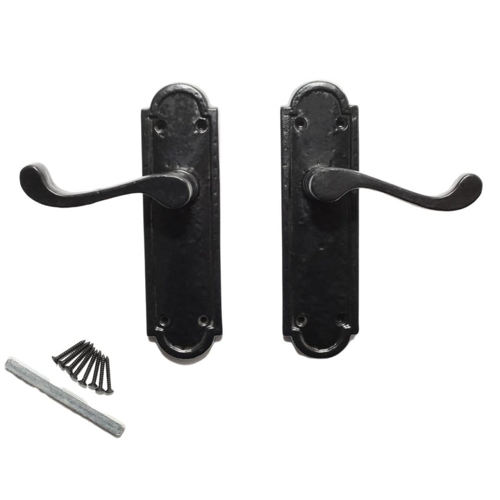 Pair Of Lever Latch Cambridge Handles Black Antique.