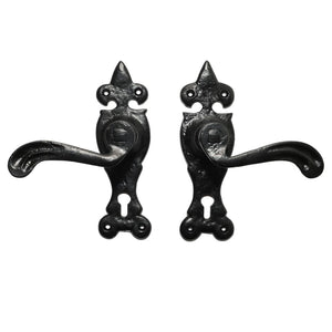 Pair Of Lever Lock Oxford Handles Black Antique.