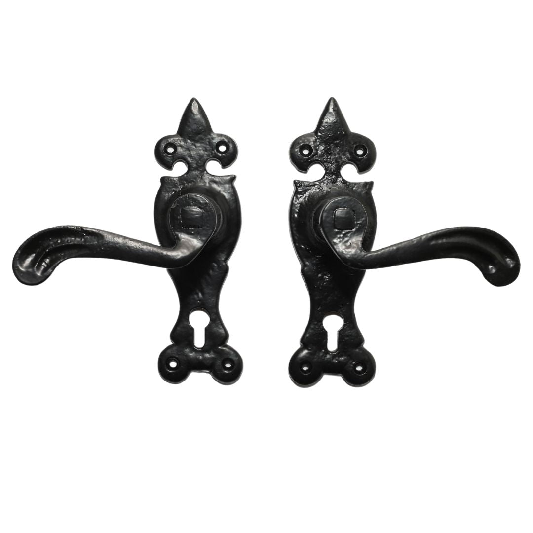 Pair Of Lever Lock Oxford Handles Black Antique.