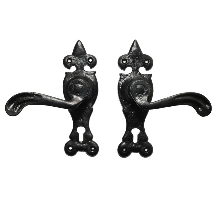 Pair Of Lever Lock Oxford Handles Black Antique.