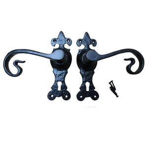 Pair Of Lever Lock Shepherd's Crook Handles Black Antique.