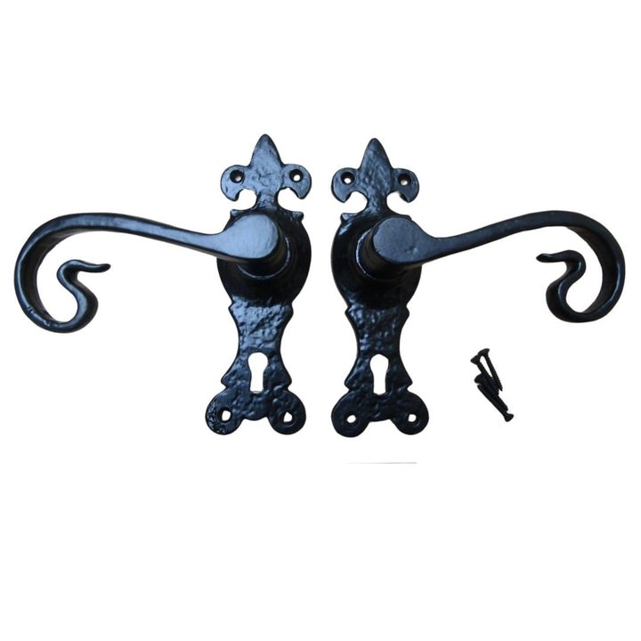 Pair Of Lever Lock Shepherd's Crook Handles Black Antique.