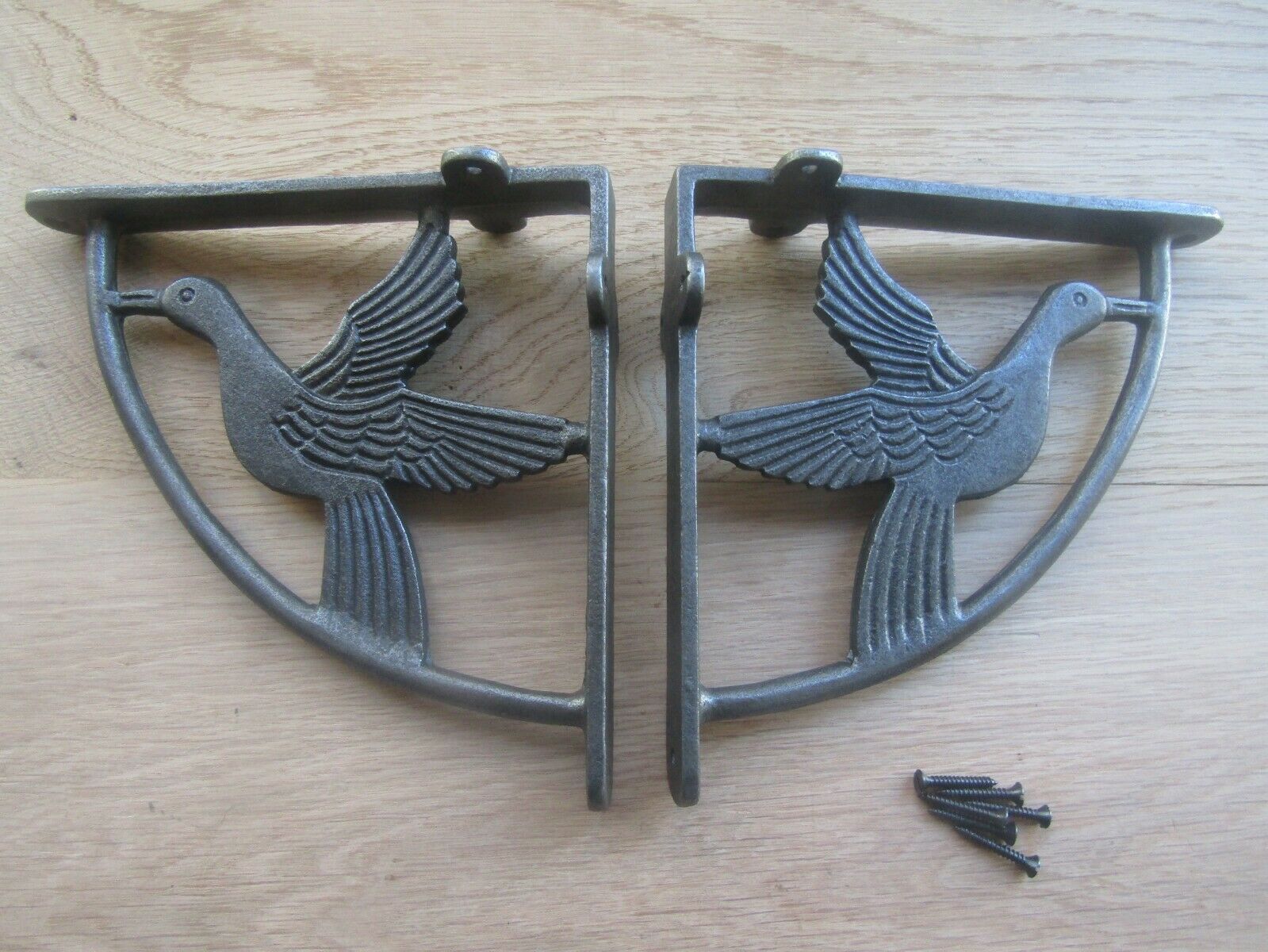 Pair Of 7inch Flying Duck Shelf Brackets Antique Iron.