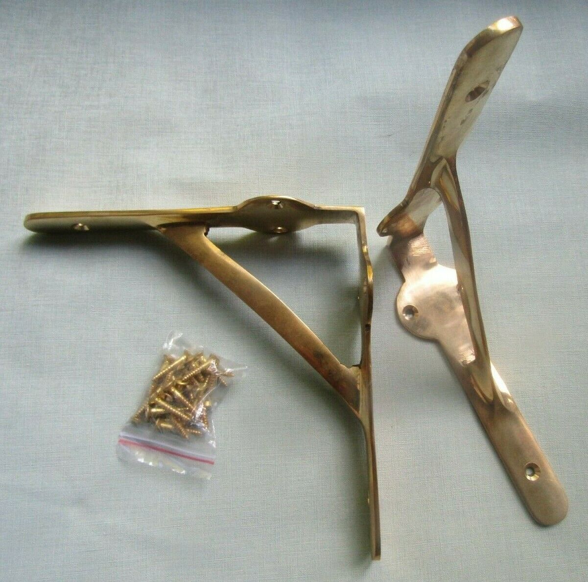 Pair Of 7x7inch Gallows Brackets Polished Brass.