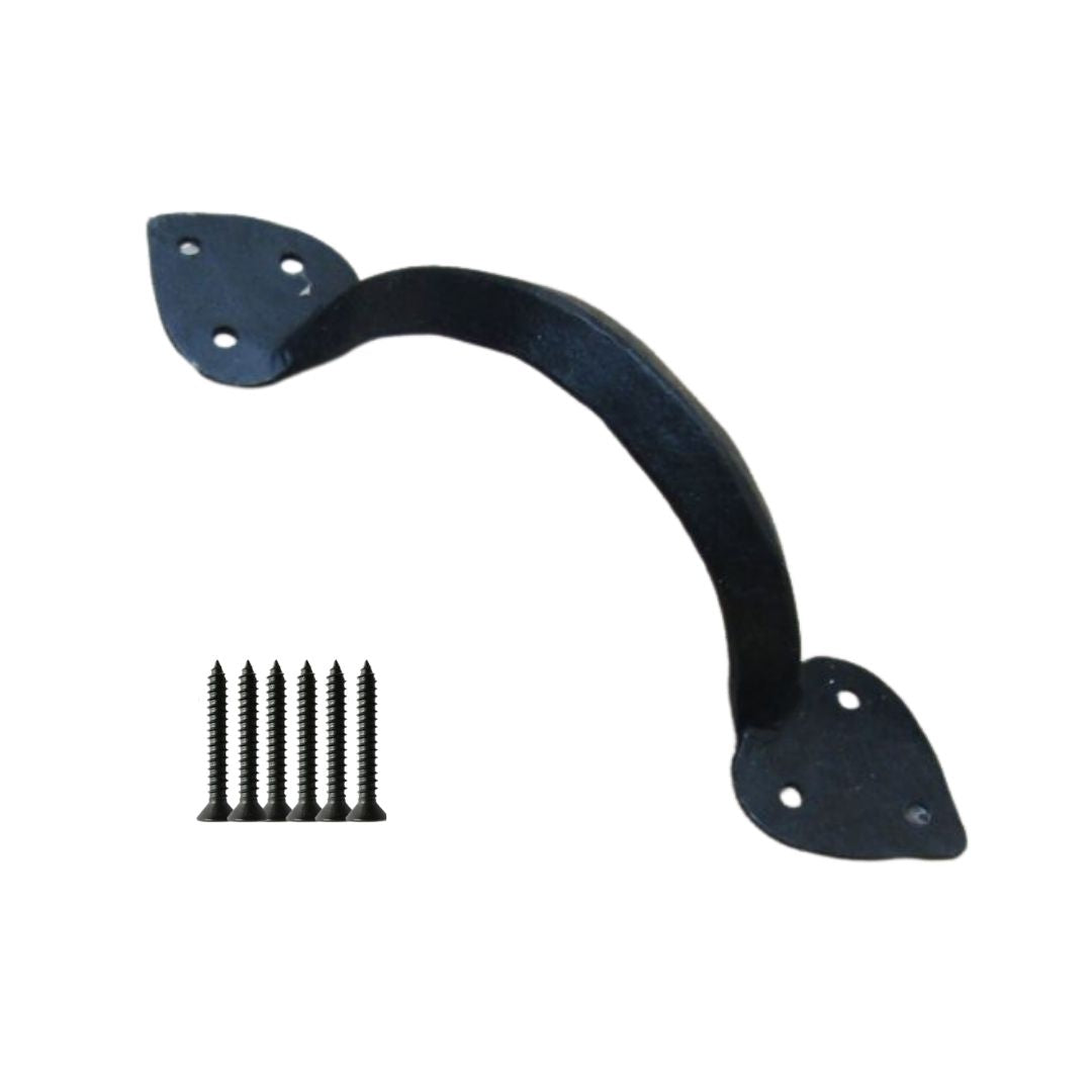 8inch Hand Forged Spear Leaf Pull Handle Black Wax.