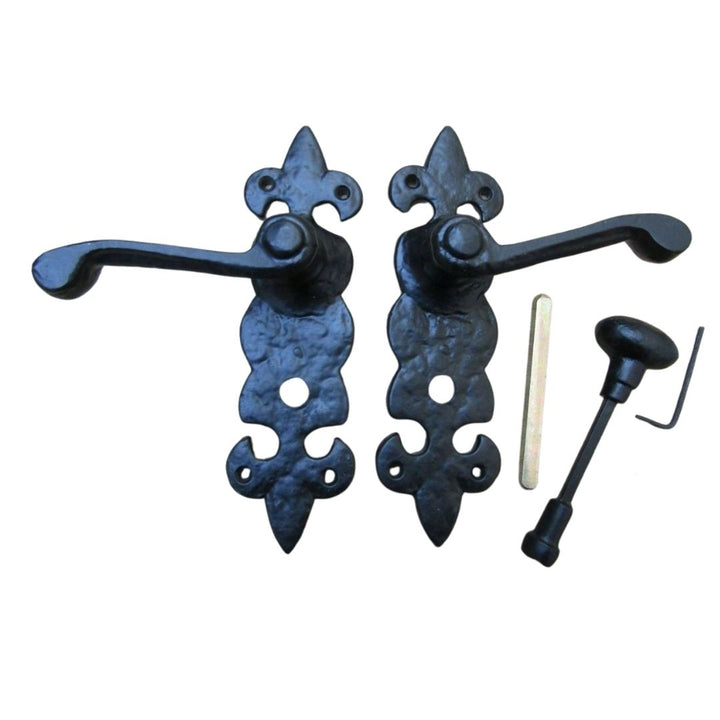Pair Of Fleur De Lys Bathroom Lever Handles Black Antique.