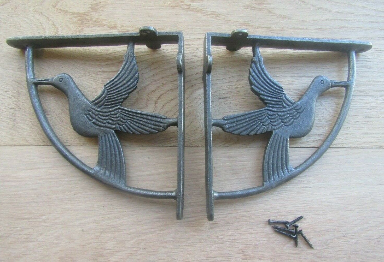 Pair Of 8inch Flying Duck Shelf Brackets Antique Iron.