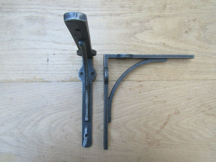 Pair of Industrial Gallows Shelf Bracket Antique Iron 8inch.