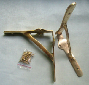 Pair Of 8x8inch Gallows Brackets Polished Brass.