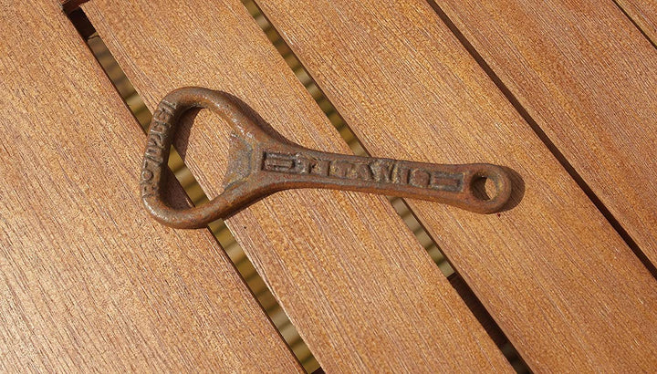 Cast Iron Flat Titanic Bottle Opener Rust.