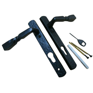 Barley Twist Euro Profile Lever Lock Door Handles Black Antique.