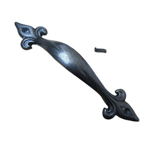 Grooved Fleur De Lys Cabinet Pull Handle 9inch.