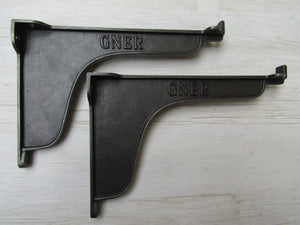 Pair Of GNER Lipped Brackets Antique Iron 9inch.