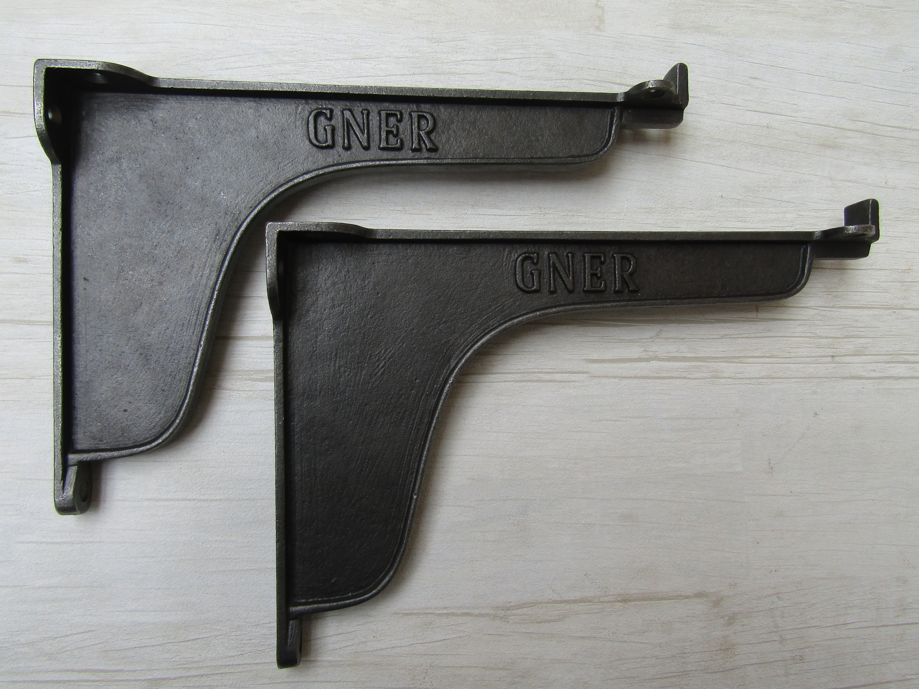 Pair Of GNER Lipped Brackets Antique Iron 9inch.