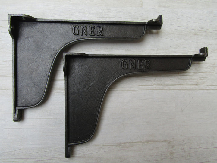 Pair Of GNER Lipped Brackets Antique Iron 9inch.
