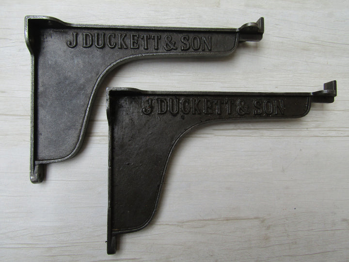 Pair Of J Duckett Lipped Shelf Brackets Antique Iron 9inch.