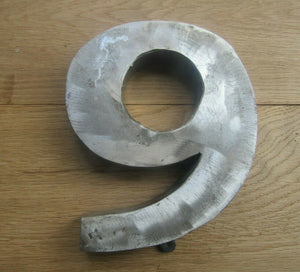 8inch Large Rustic Steel Number 9 Sign.