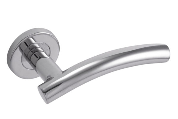 Arched Lever on Rose Door Handle – Satin Stainless Steel Fire Rated