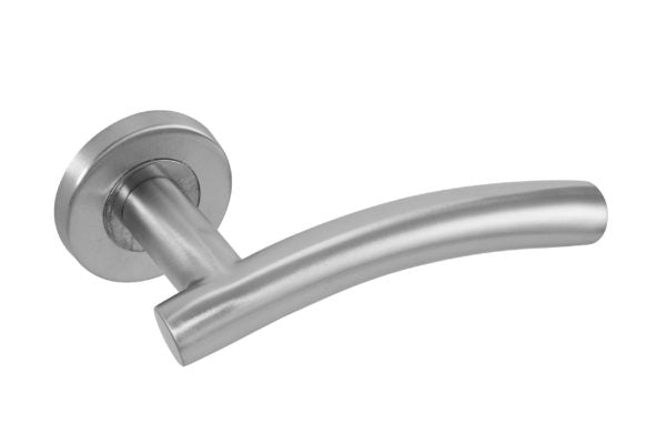 Arched Lever on Rose Door Handle – Satin Stainless Steel Fire Rated