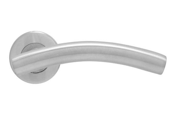 Arched Lever on Rose Door Handle – Satin Stainless Steel Fire Rated