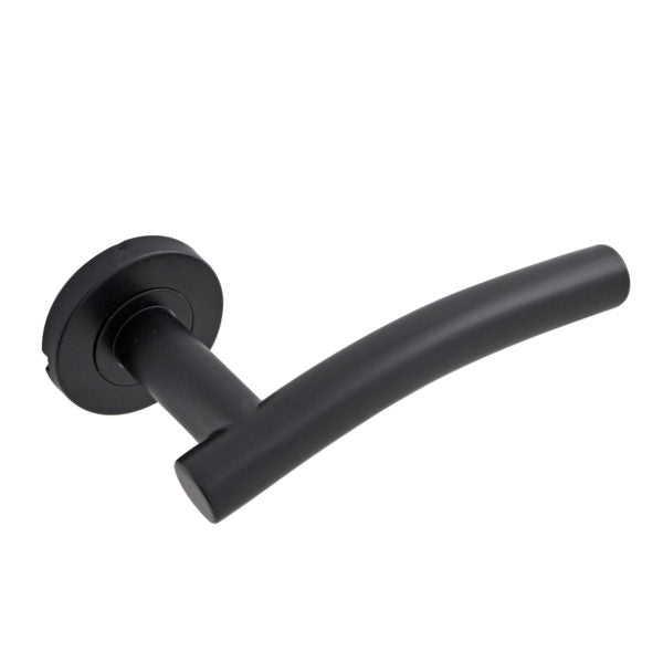 Arched Lever on Rose Door Handle – Satin Stainless Steel Fire Rated
