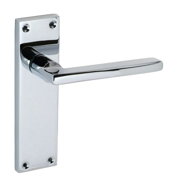 Auriga Lever on Plate Door Handle Set Polished Chrome 148 x 42mm