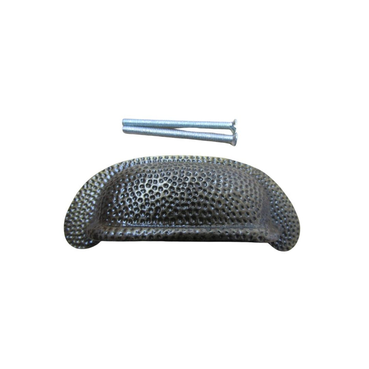 Beaten Effect Rear Fix Cabinet Pull Handle Antique Brass
