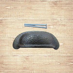 Beaten Effect Rear Fix Cabinet Pull Handle Antique Brass
