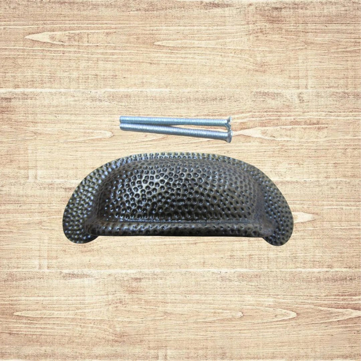 Beaten Effect Rear Fix Cabinet Pull Handle Antique Brass
