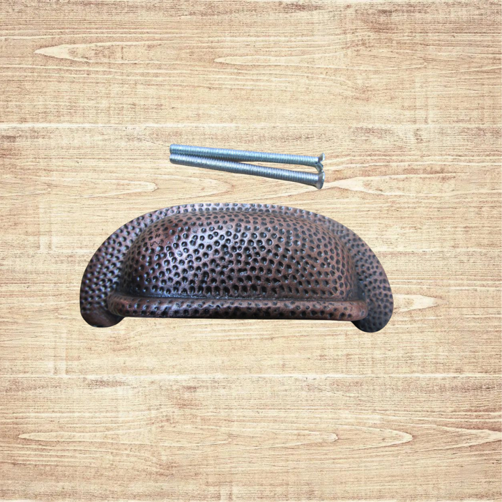 Beaten Effect Rear Fix Cabinet Pull Handle Black Antique
