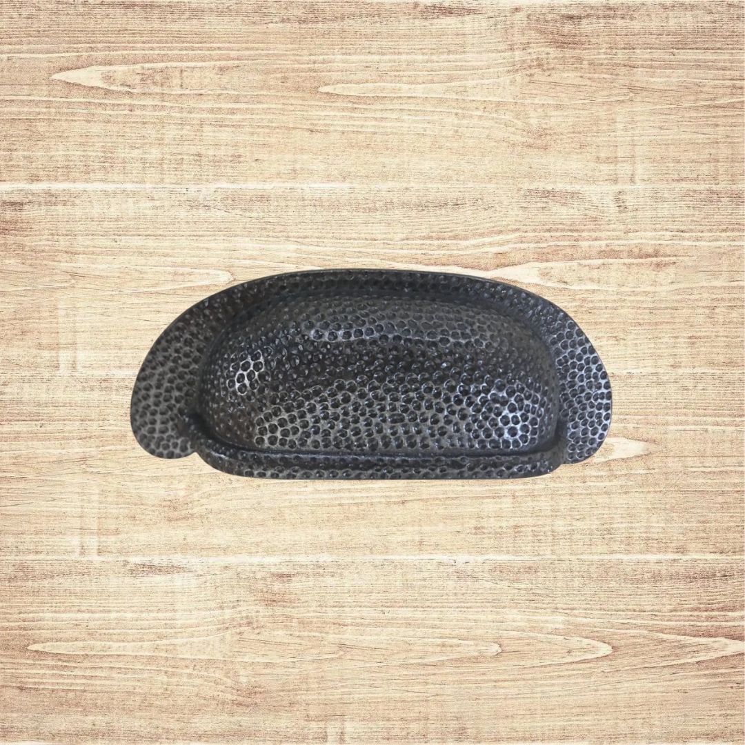 Beaten Effect Rear Fix Cabinet Pull Handle Antique Iron
