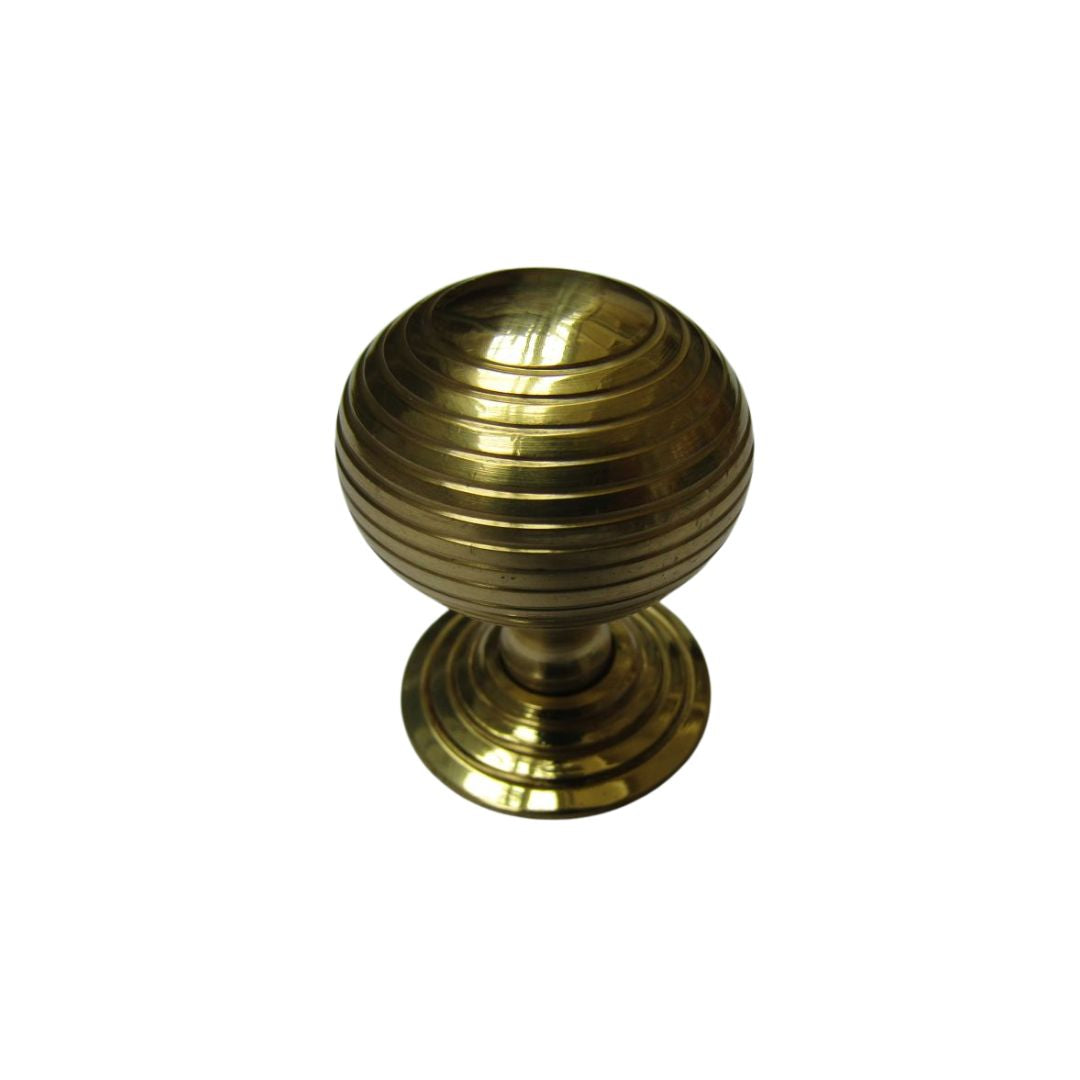Beehive Reeded Cupboard Knob Polished Brass
