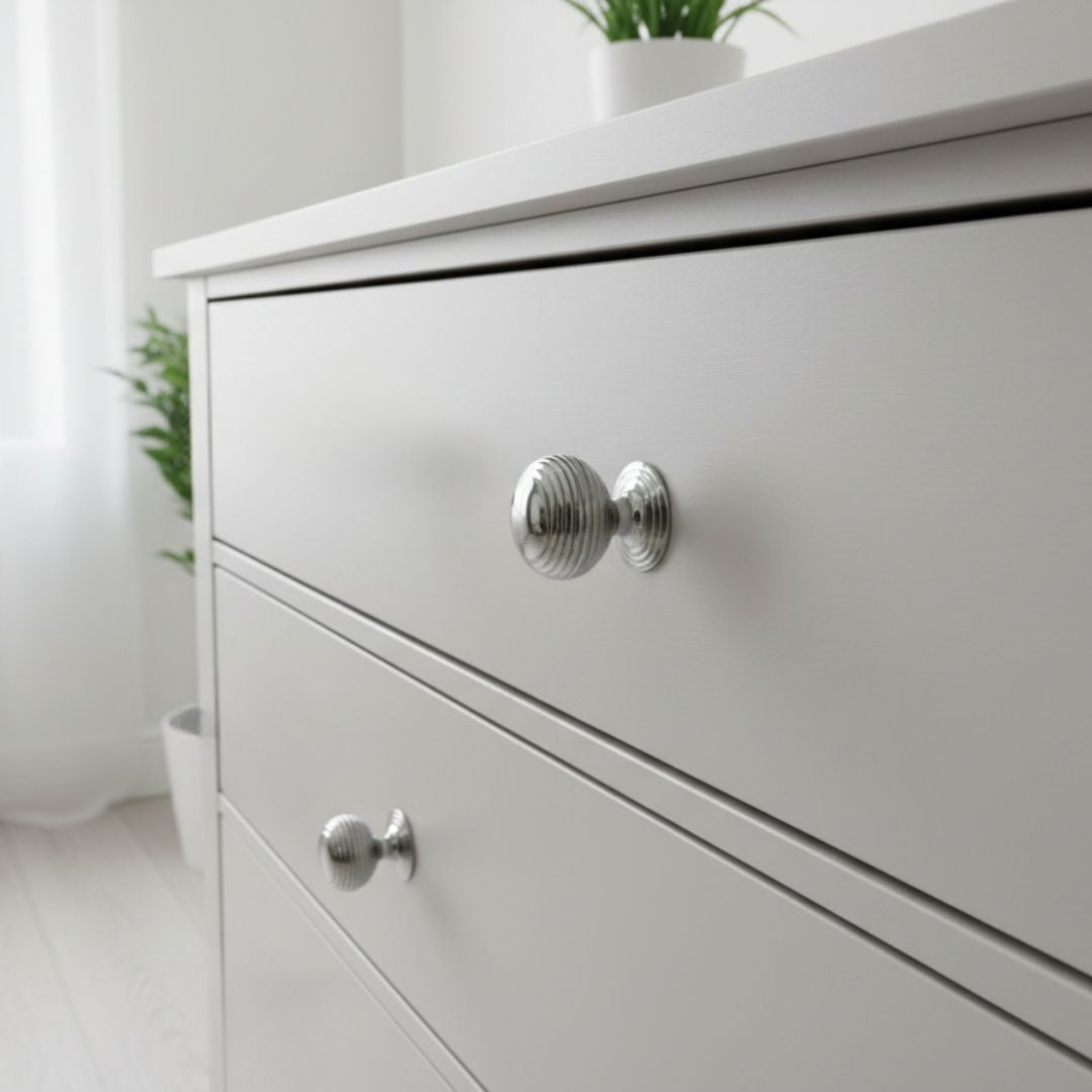 Beehive Reeded Cupboard Knob Polished Chrome
