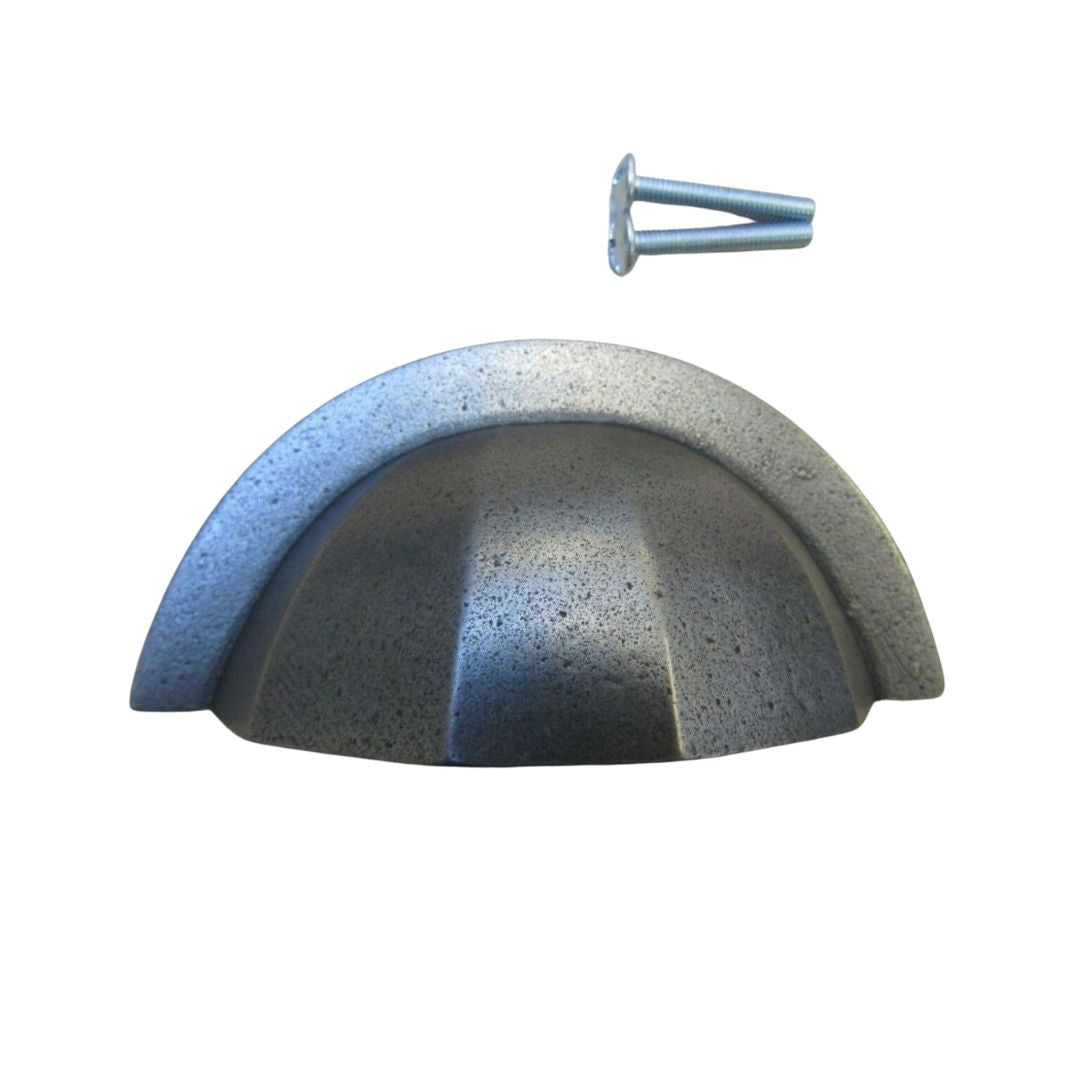 Bold Cup Shell Pull Handle Antique Iron