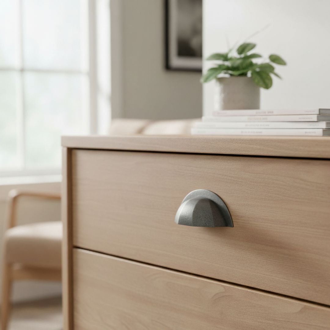 Bold Cup Shell Pull Handle Antique Iron