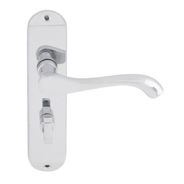 Cadenza Bathroom Lever on Backplate Door Handle Set Polished Chrome 180x40mm