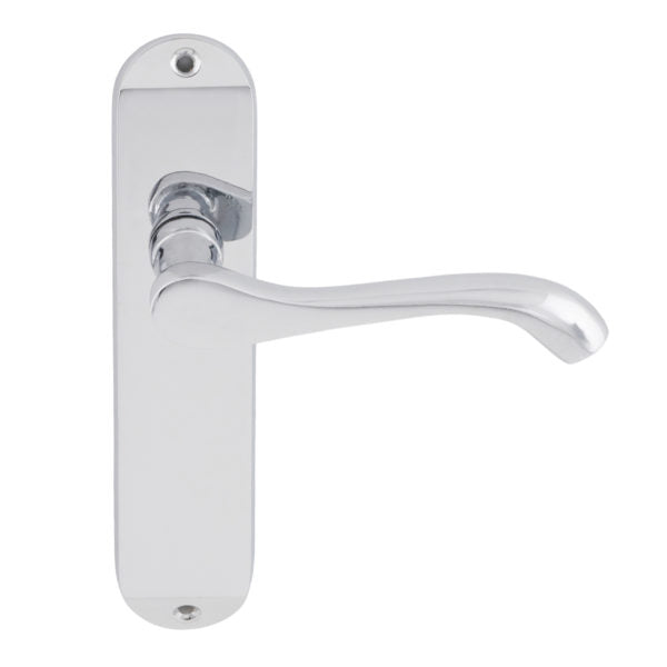 Cadenza Bathroom Lever on Backplate Door Handle Set Polished Chrome 180x40mm