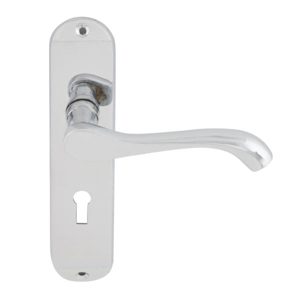Cadenza Bathroom Lever on Backplate Door Handle Set Polished Chrome 180x40mm