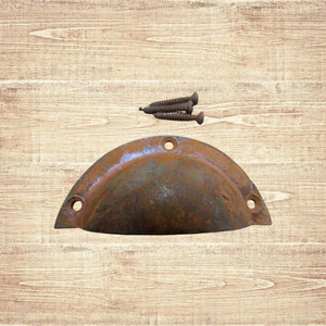Cast Iron Small Victorian Cup Pull Handle Rust
