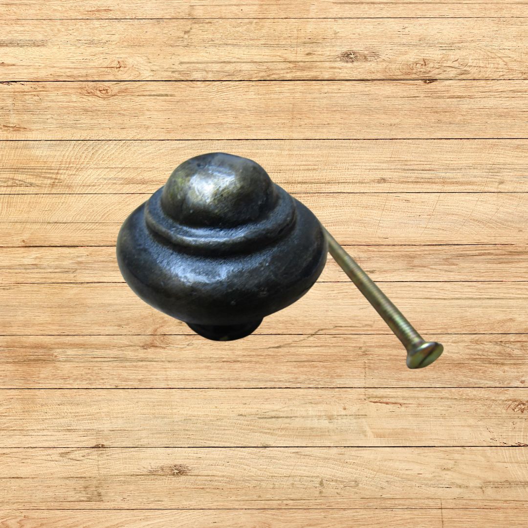 40mm Cast Iron Stepped Cabinet Knob Antique Brass