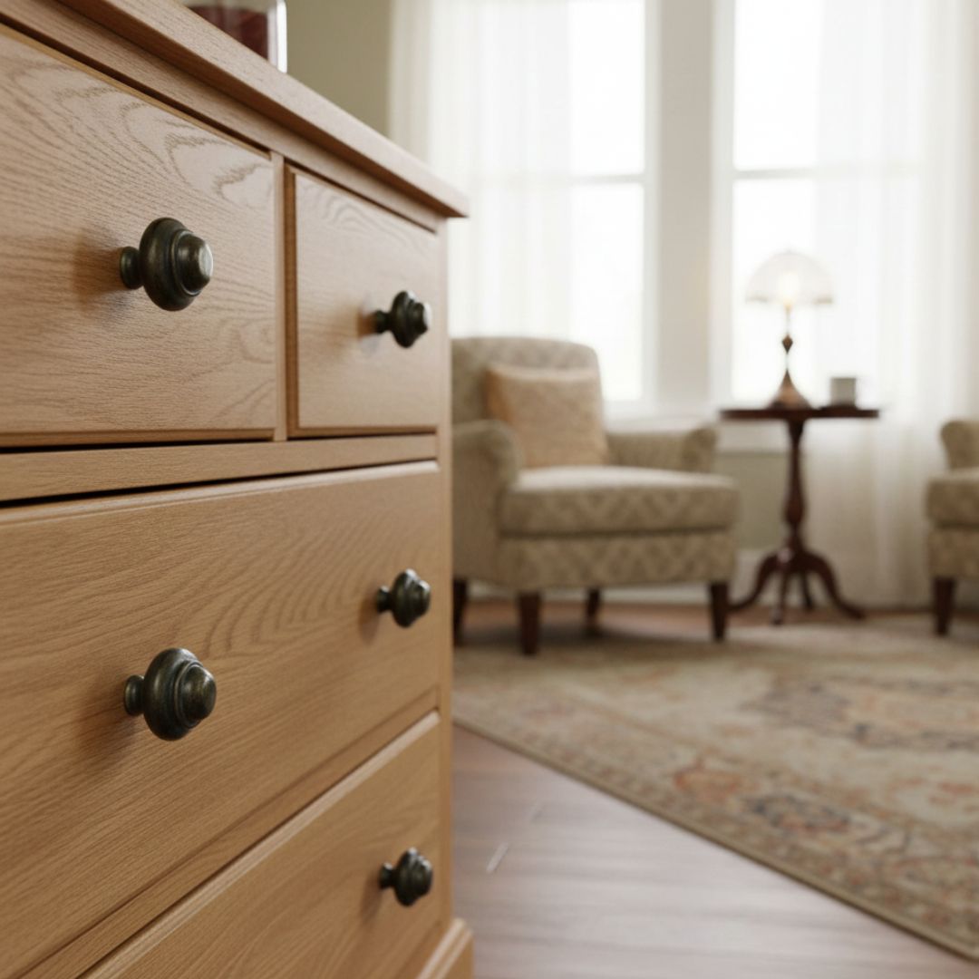 40mm Cast Iron Stepped Cabinet Knob Antique Brass