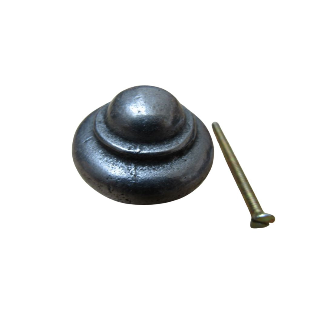 40mm Cast Iron Stepped Cabinet Knob Antique Iron