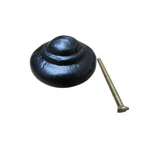 40mm Cast Iron Stepped Cabinet Knob Black Antique 