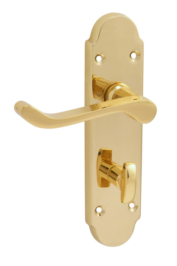 Chromaxe Lever on Backplate Door Handle Polished Brass 170x42mm